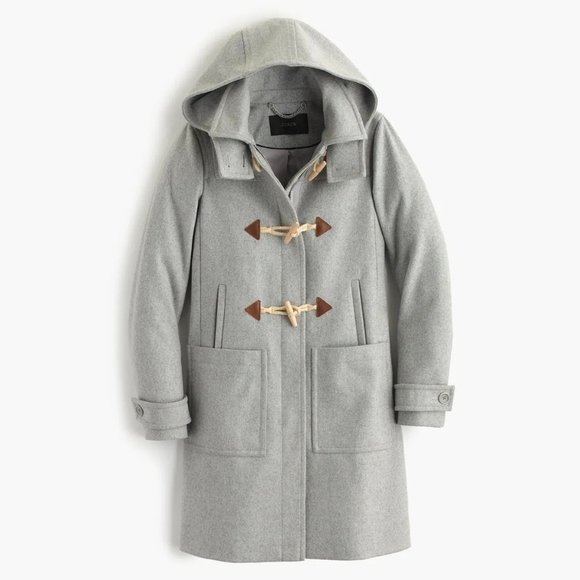 J. Crew Melton Wool Blend Melton Toggle Duffle Coat Jacket Light Gray C8555 4 - Picture 16 of 16
